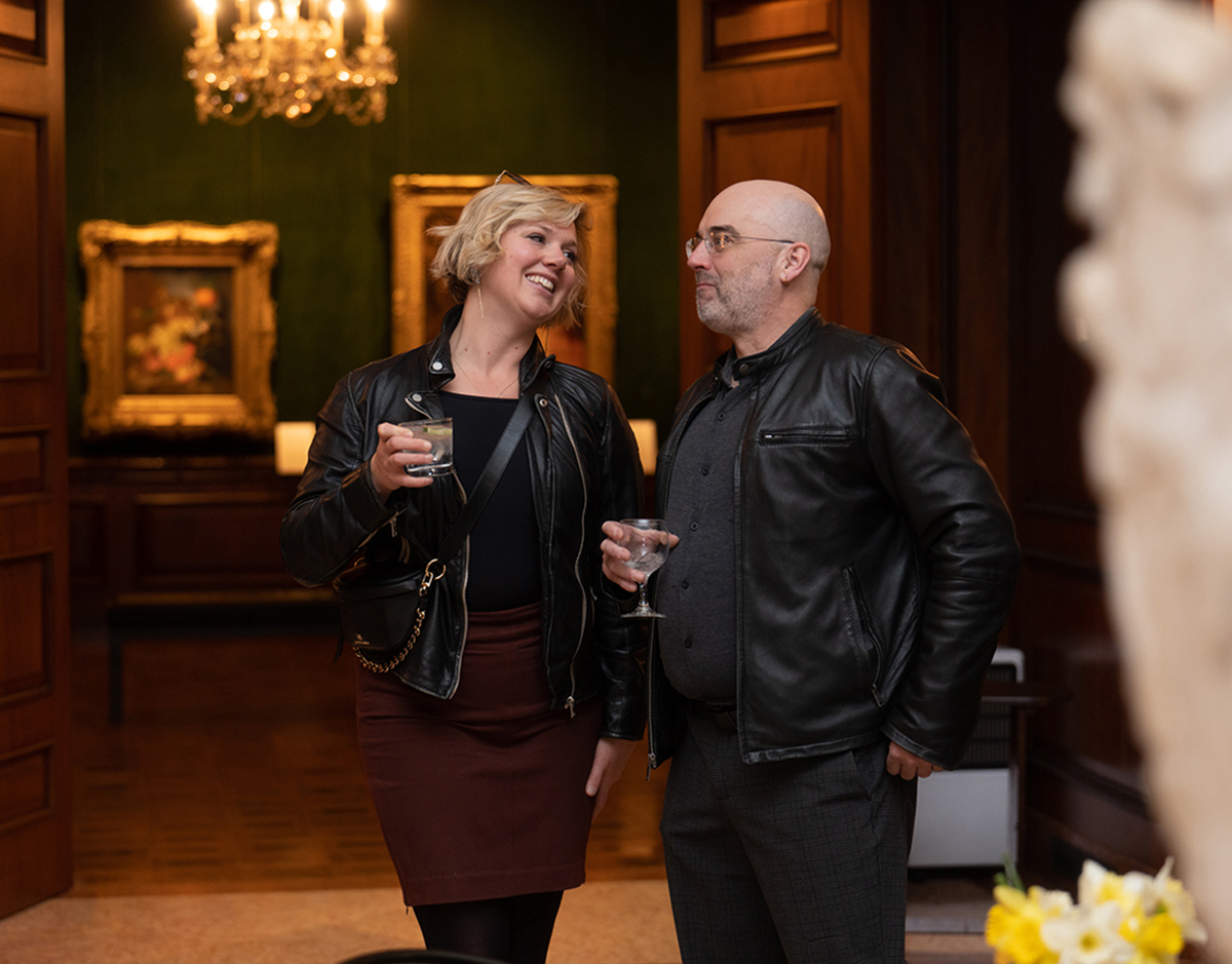 Designer and art director for both exhibitions, Libraries Associate Director of Marketing Heidi Wiren Kebe, chats with Brad King, editorial director of Carnegie Mellon University's ETC Press.