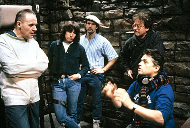 Behind the scenes shot of the filming of Silence of the Lambs.
