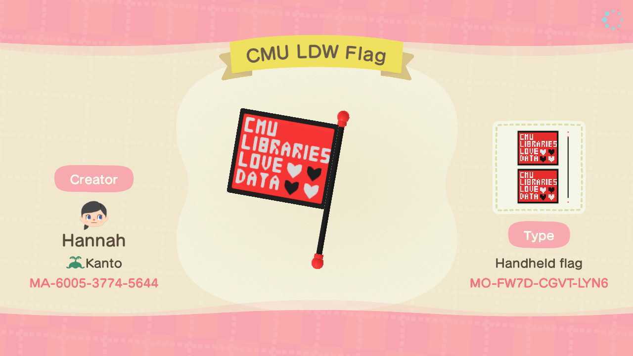 The Custom Design information for the handheld flag design titled “CMU LDW Flag,” which has the design code “MO-FW7D-CGVT-LYN6.”