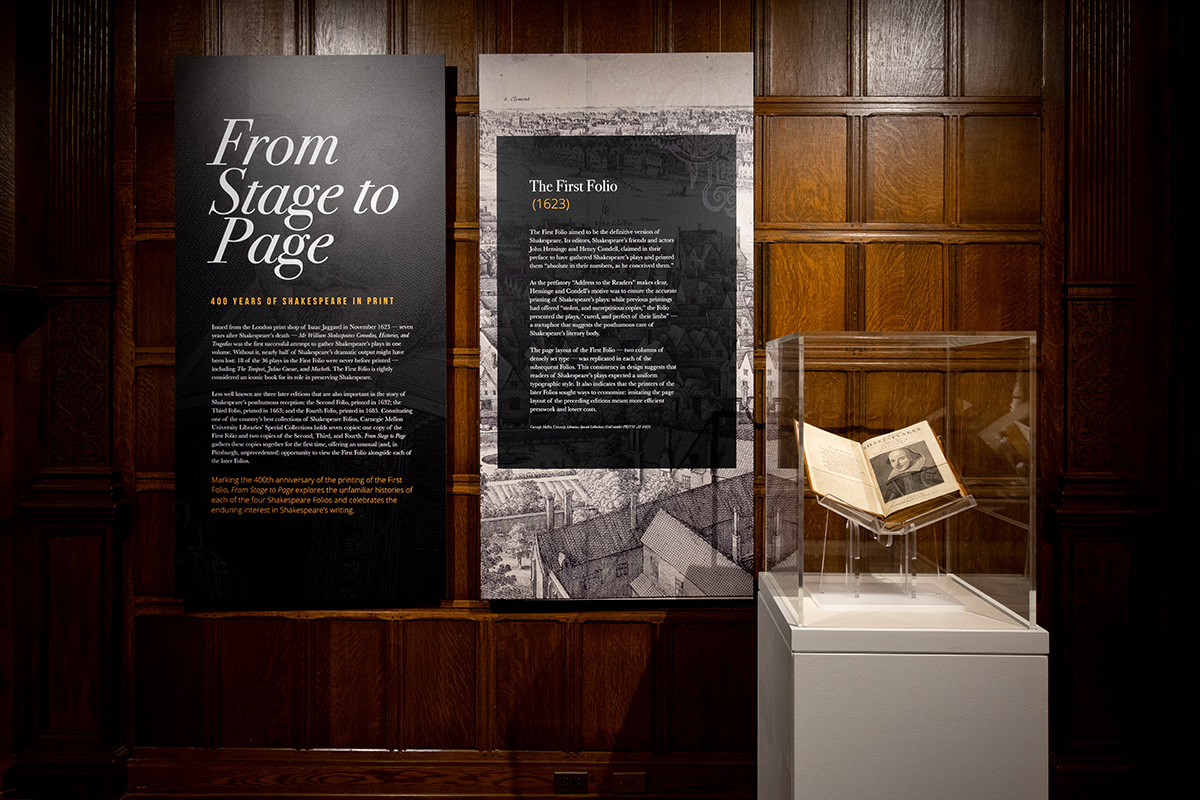 Carnegie Mellon University's First Folio on display.