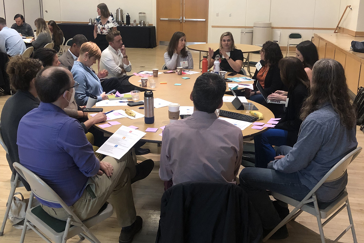 Sustainability Initiative Director Alex Hiniker speaks at the health and infrastructure working groups meeting hosted at Carnegie Mellon University.