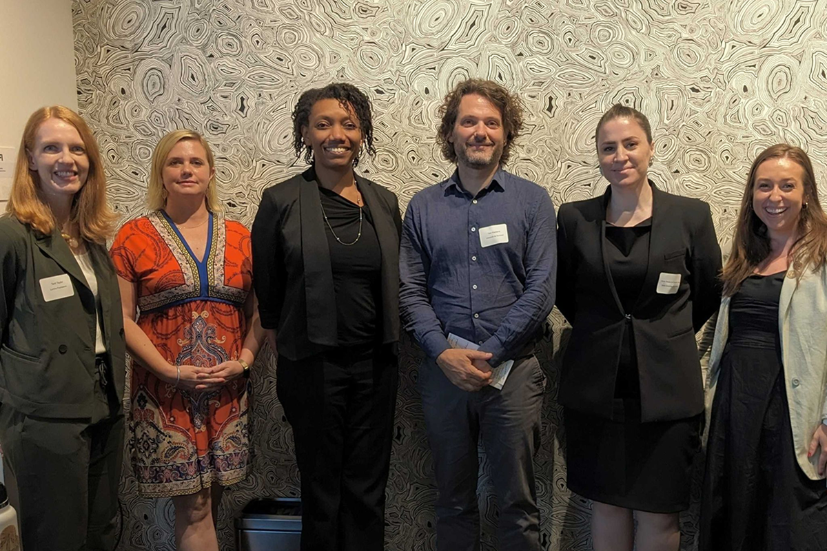 Hiniker, Portlock, and other panelists for an Organisation for Economic Co-operation and Development (OECD)-Lumina Foundation side-event during the High-level Political Forum in New York City.