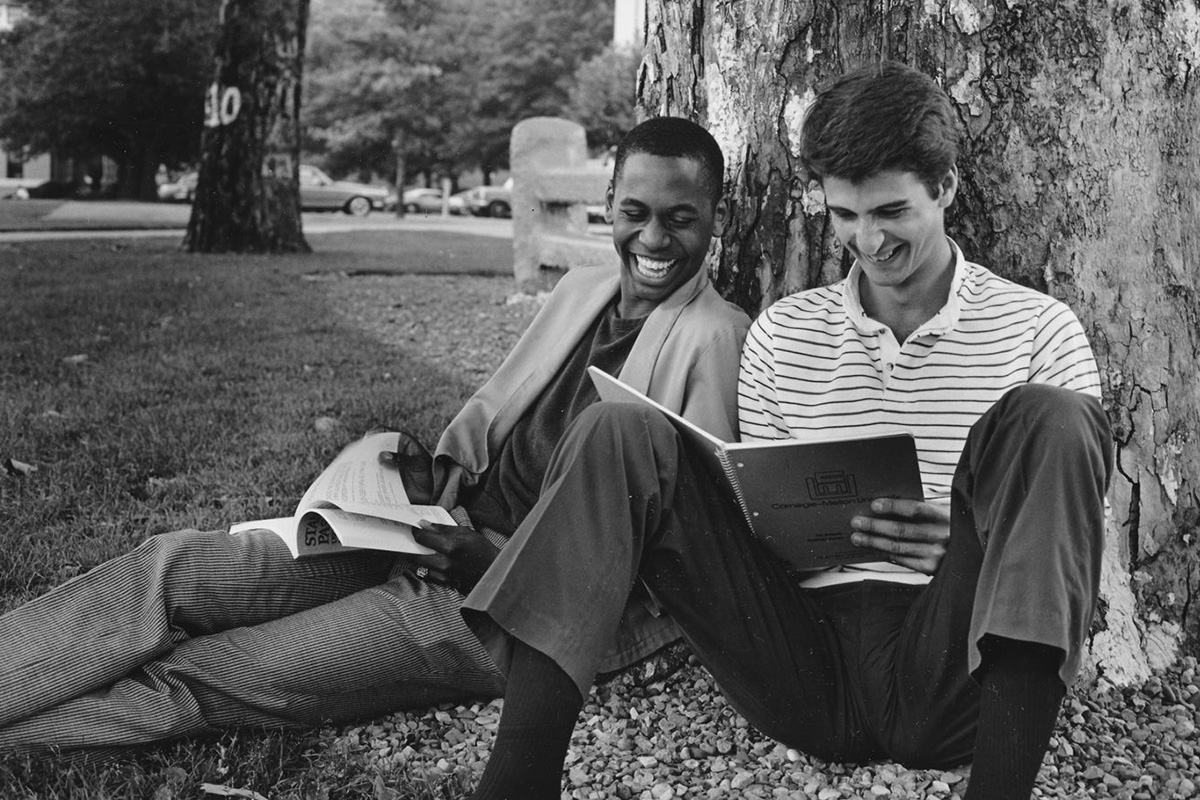 Students studying under a tree, c.1985