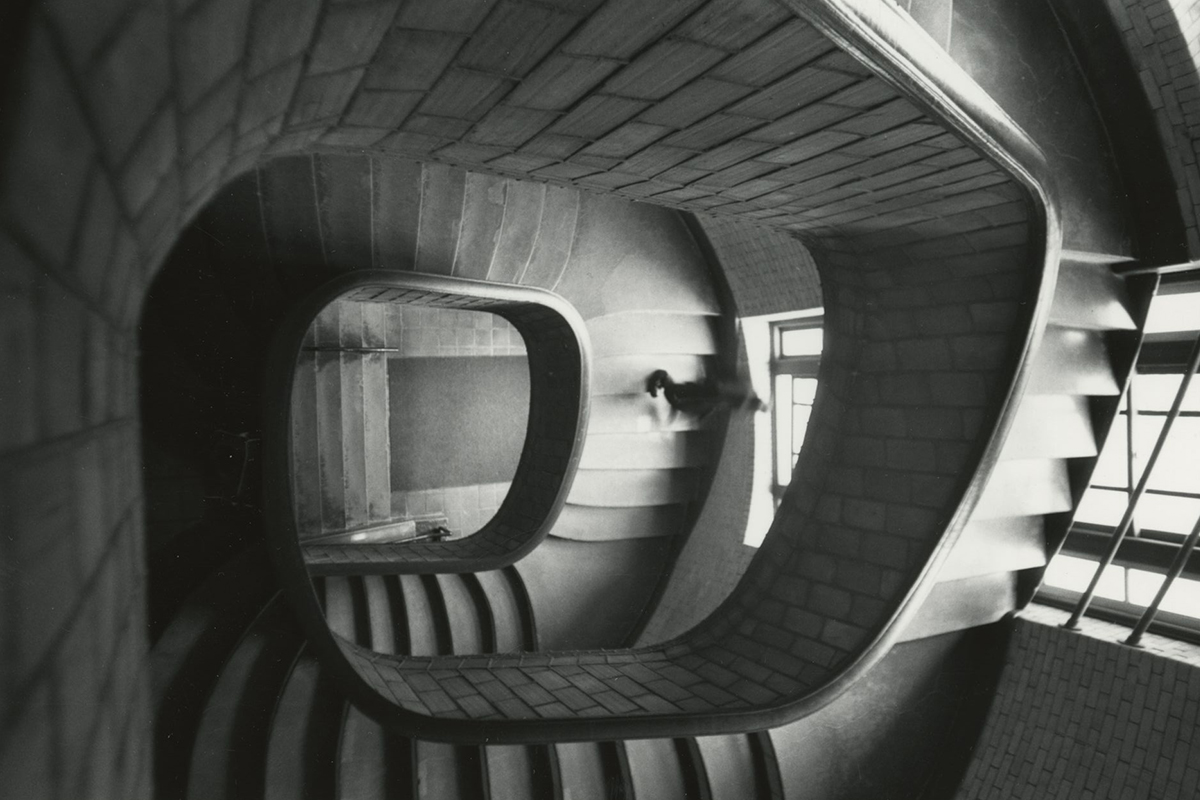 Guastavino vaulted tile stairs inside Baker Hall.