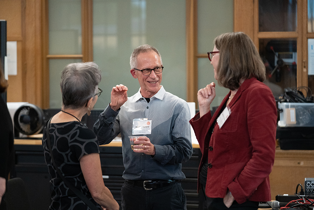 Aurand and Costanzo connect after the presentation.