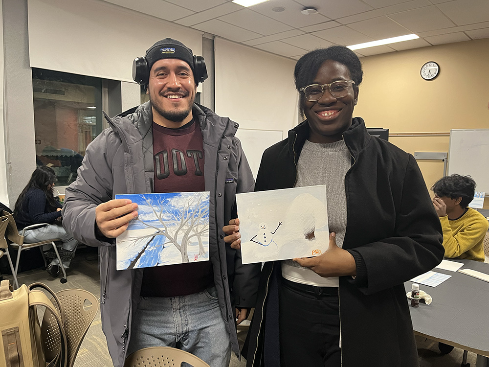 Some participants were inspired to come up with their own designs, including this landscape and snowman.