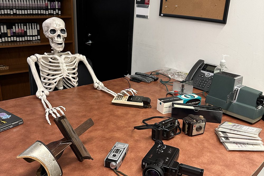 On the second floor of Hunt Library, attendees were invited to explore a variety of obsolete technologies in the Obsolete Technology Petting Zoo.