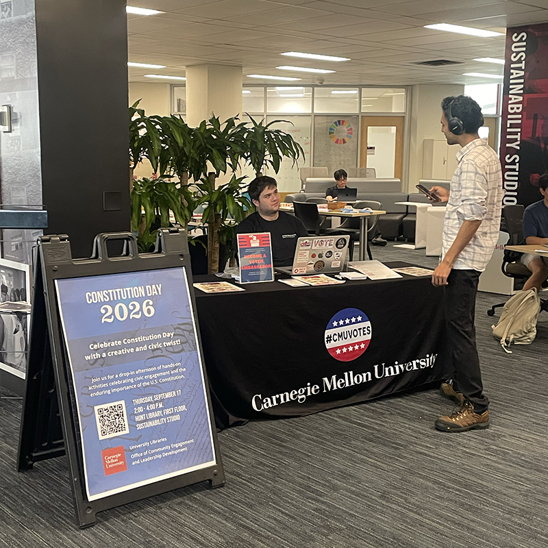 Dietrich College senior Zach Berger, Democratic Engagement intern, shared resources about how to register to vote in the upcoming elections.