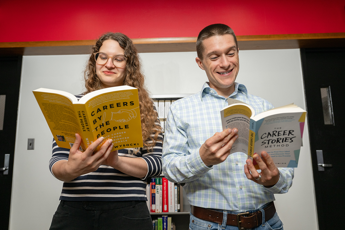 Career and Professional Development Center Assistant Director Sammie Walker Herrera and Business and Entrepreneurship Librarian Ryan Splenda