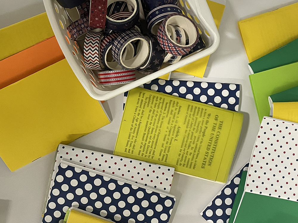 The Libraries provided materials to make pocket-sized Constitutions.