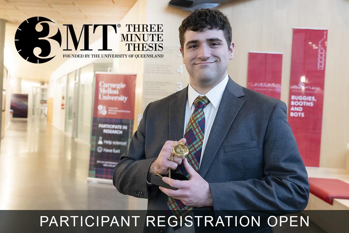 3MT - Student holding first place award