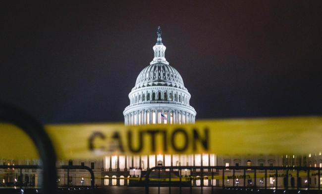 Capitol building with caution tape